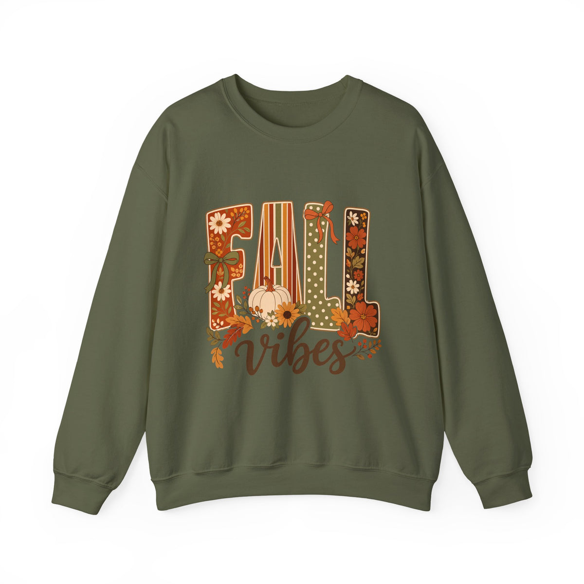 Fall Vibes Sweatshirt — Cozy Autumn Pumpkin Floral Crewneck