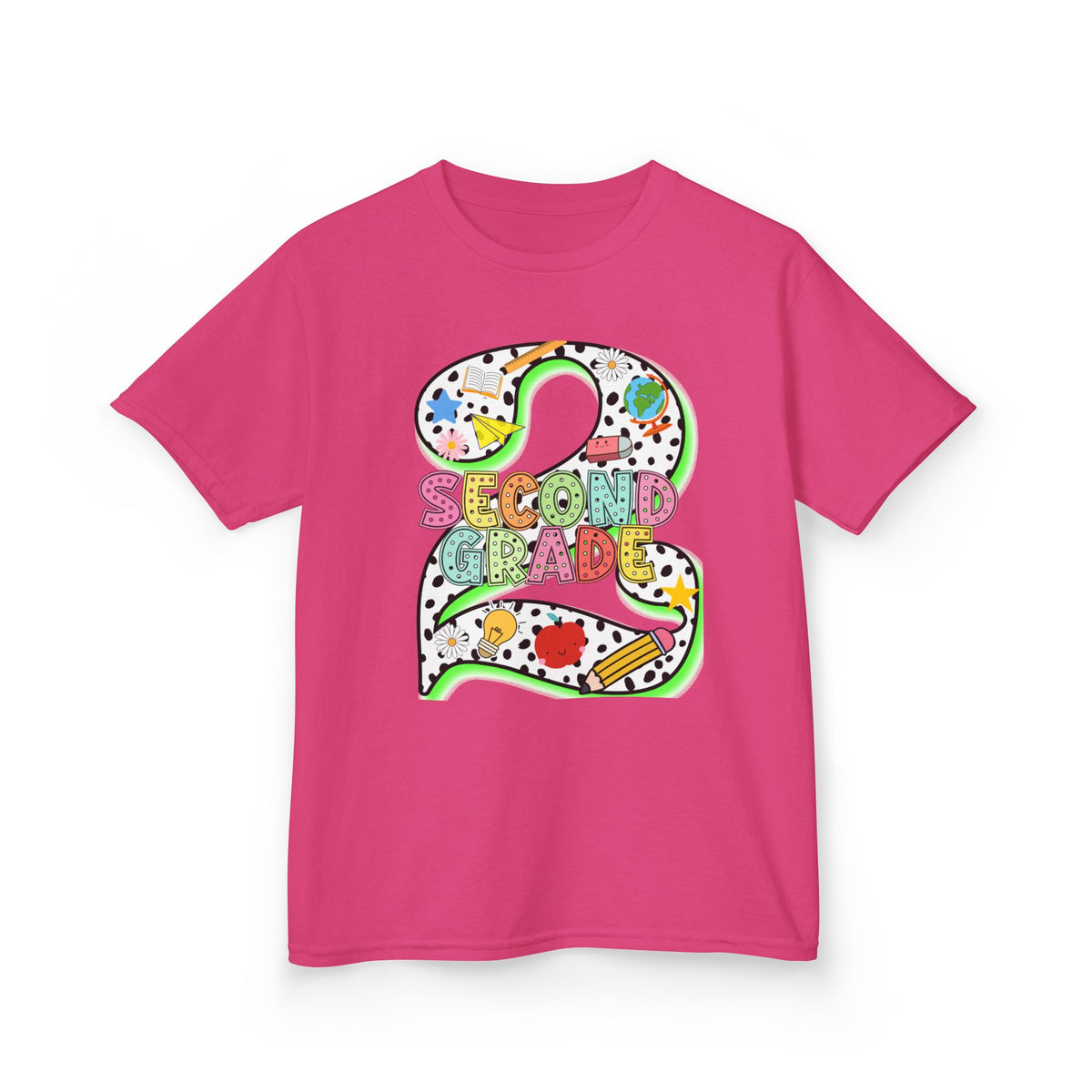 Kids 'Second Grade' Number 2 Colorful Art T‑Shirt — Back-to-School Gift