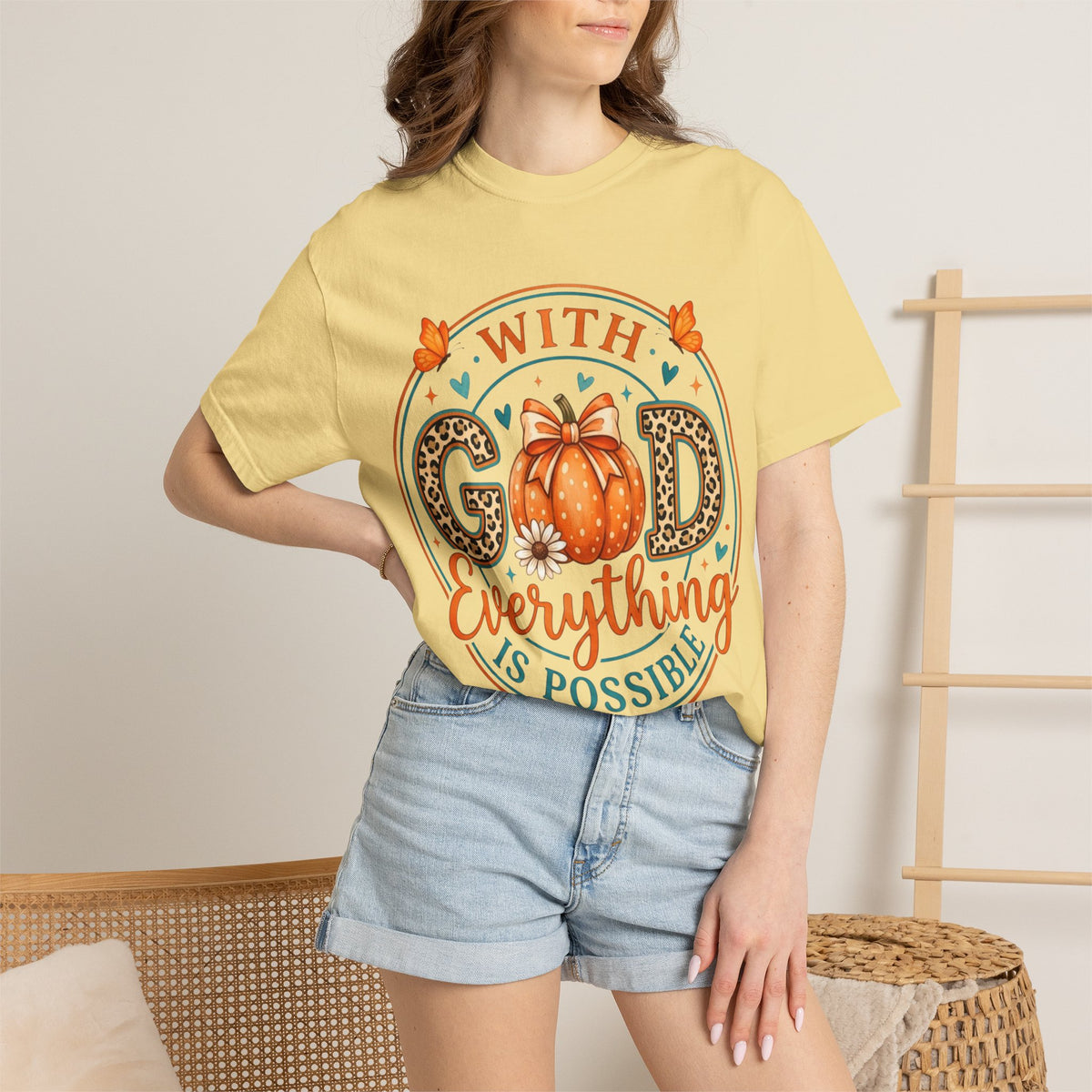 "With God Everything Is Possible" Pumpkin Fall T-Shirt
