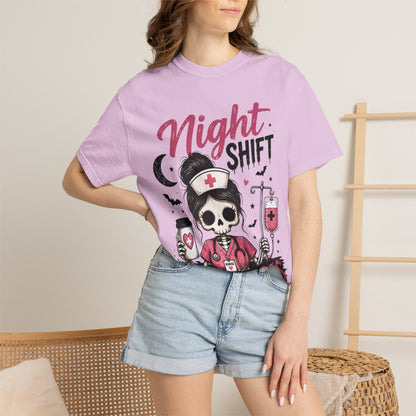 Night Shift Nightmares T-Shirt — Nurse Skull Horror Medical Staff Tee