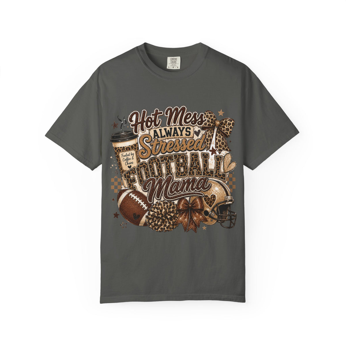 Football Mama T-Shirt – "Hot Mess Always Stressed" Graphic Tee for Cheerful Game Day Moms