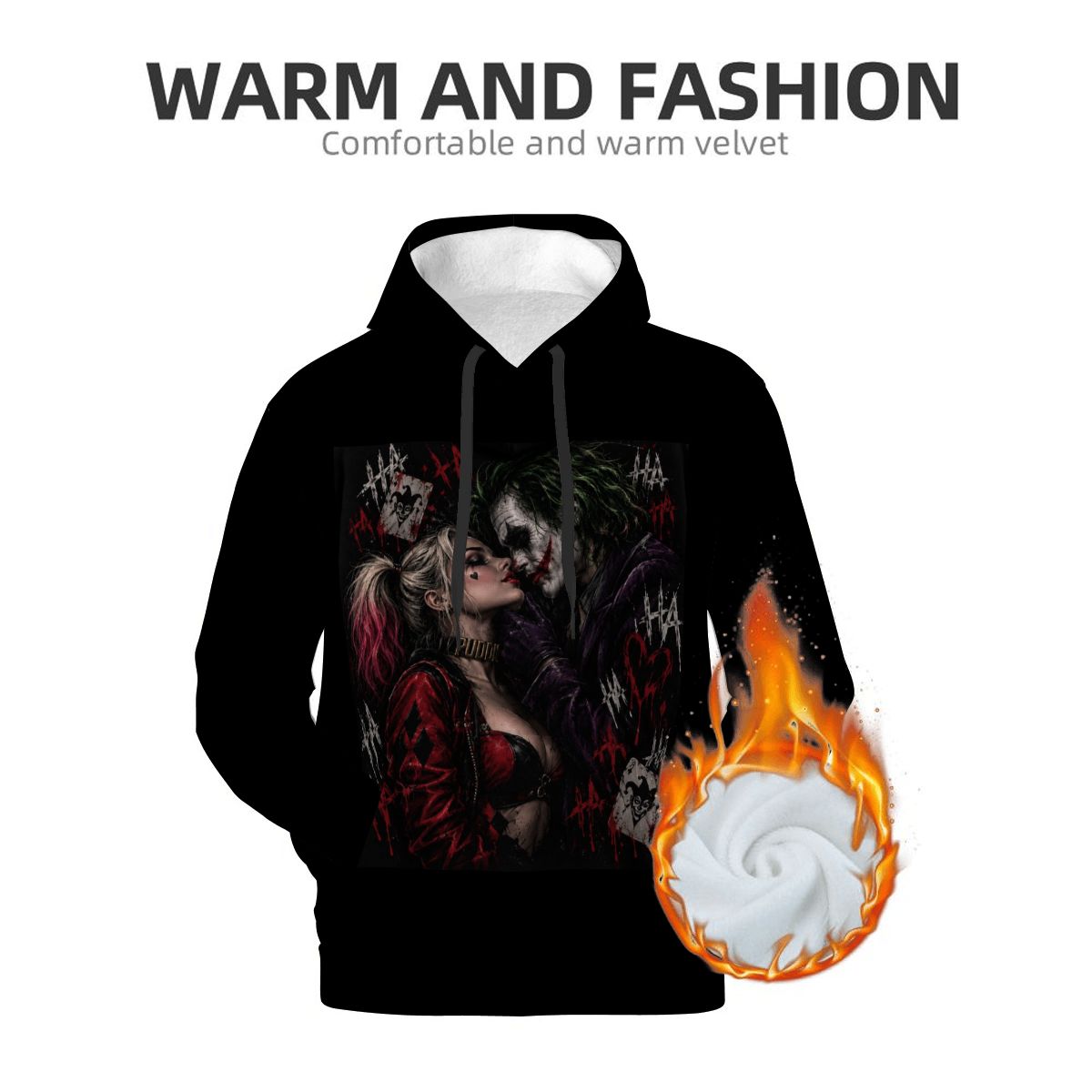 Mens Hoodie with Pockets Customized Services Joker Harley Joker Harley Joker