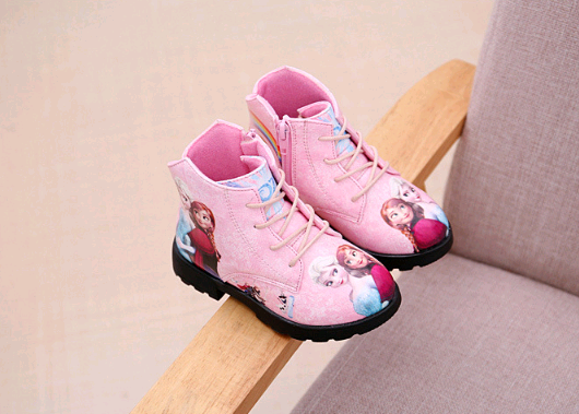 Frozen Princess Cotton Boots for Girls, Cartoon Snow Boots