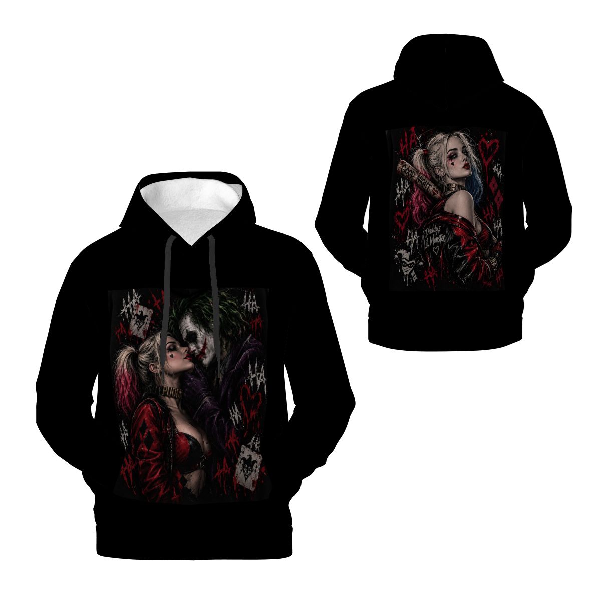 Mens Hoodie with Pockets Customized Services Harley Joker Harley